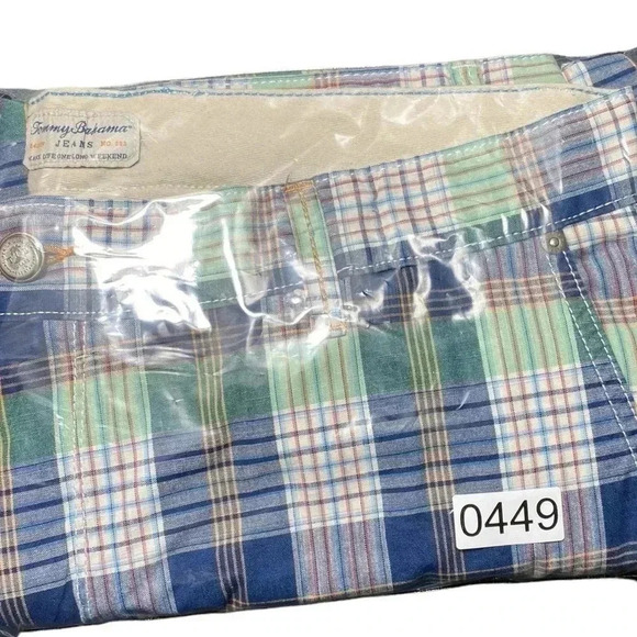 Tommy Bahama Mens 36 Blue Plaid Flat Front‎ Island Beach Chino Shorts EUC - Picture 15 of 15